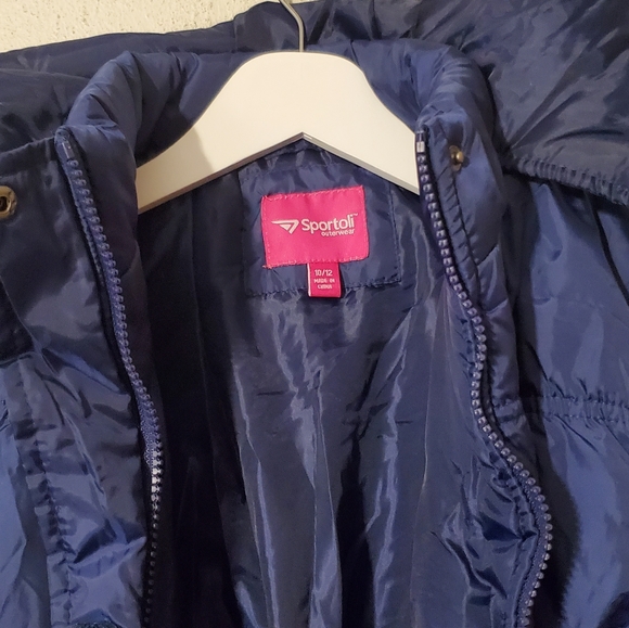 Sportoli Girls Hooded Puffer Coat - size 10-12 - navy - Picture 3 of 7